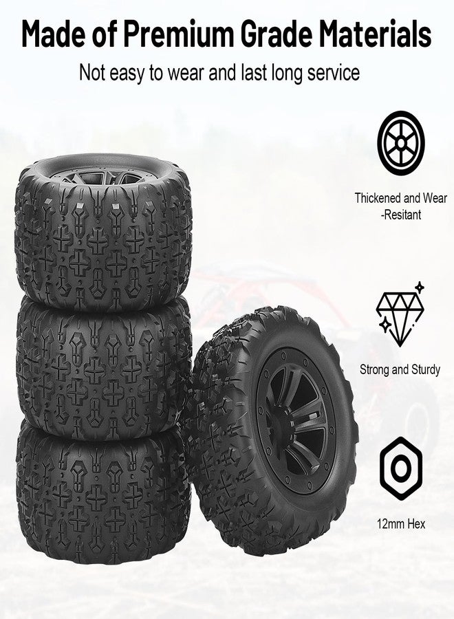 daitoku 12mm Hex Hub RC Wheels and Tires, daitoku 1/16 RC Tires RC Truck Wheel Rims & Rubber Tires for 1/16 Off-Road RC Car, 16208, 16209, 16210, H16BM, H16GT, H16H - Image 2